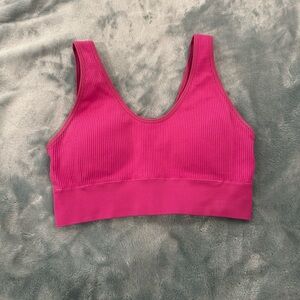 Pink aerie ribbed sports bra